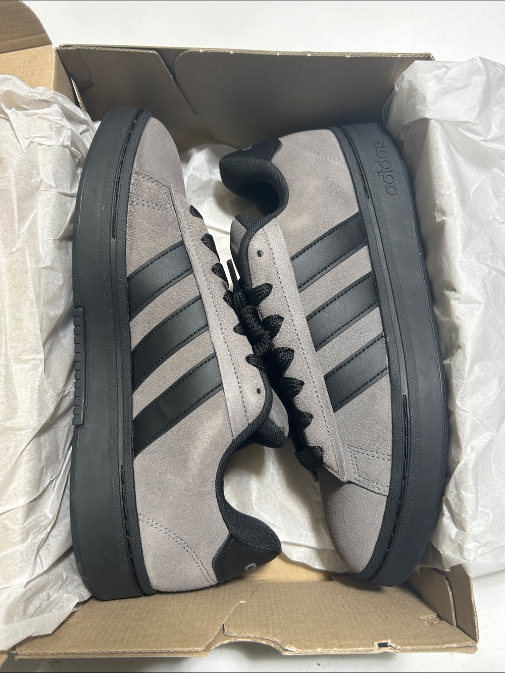 adidas Gray and Black Suede Low-Top Sneakers